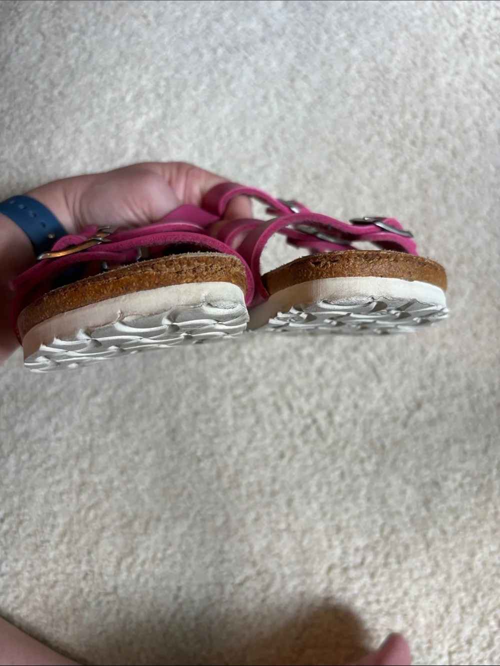 Birkenstock Florida Hot Pink Sandals size 35, size 4 / 4.5 Triple Strap